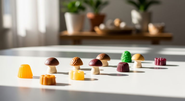 Binoid Mushroom Gummies Microdose product package displayed with functional mushroom and cannabinoid wellness benefits