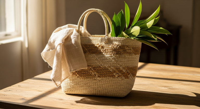 Naghedi St. Barths Medium Tote handwoven neoprene sustainable luxury bag